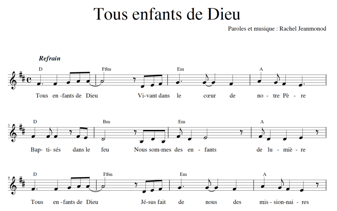 Chant : Tous enfants de Dieu